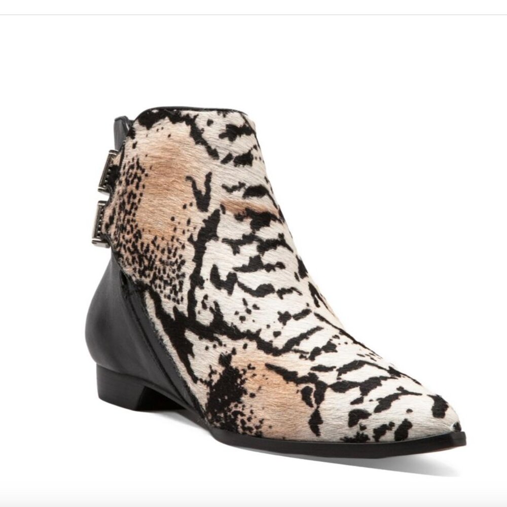 DEREK LAM 10 CROSBY Annabell Haircalf Leather Bootie Snake Print MobWife Western
